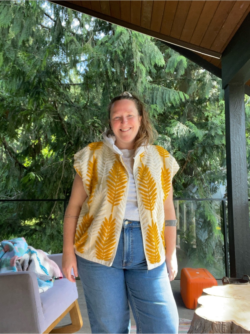 Handmade fern towel cardigan OS